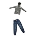 thumbnail image 1 of Kit de Ropa de Jeans rasgados Hugo con capucha 1/6 Figura de acción masculina, 1 of 10