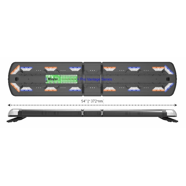 Ecco Electronic Light Bar 12-50478-ES 12 Pro Vantage Series; LED Bulb; 54 Inch Length; 8 Amber Ice Optic LED/8 Blue Ice Optic LED