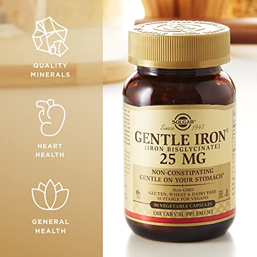 Solgar Gentle Iron (Iron Bisglycinate) 25 mg 90 Vegetable Capsules