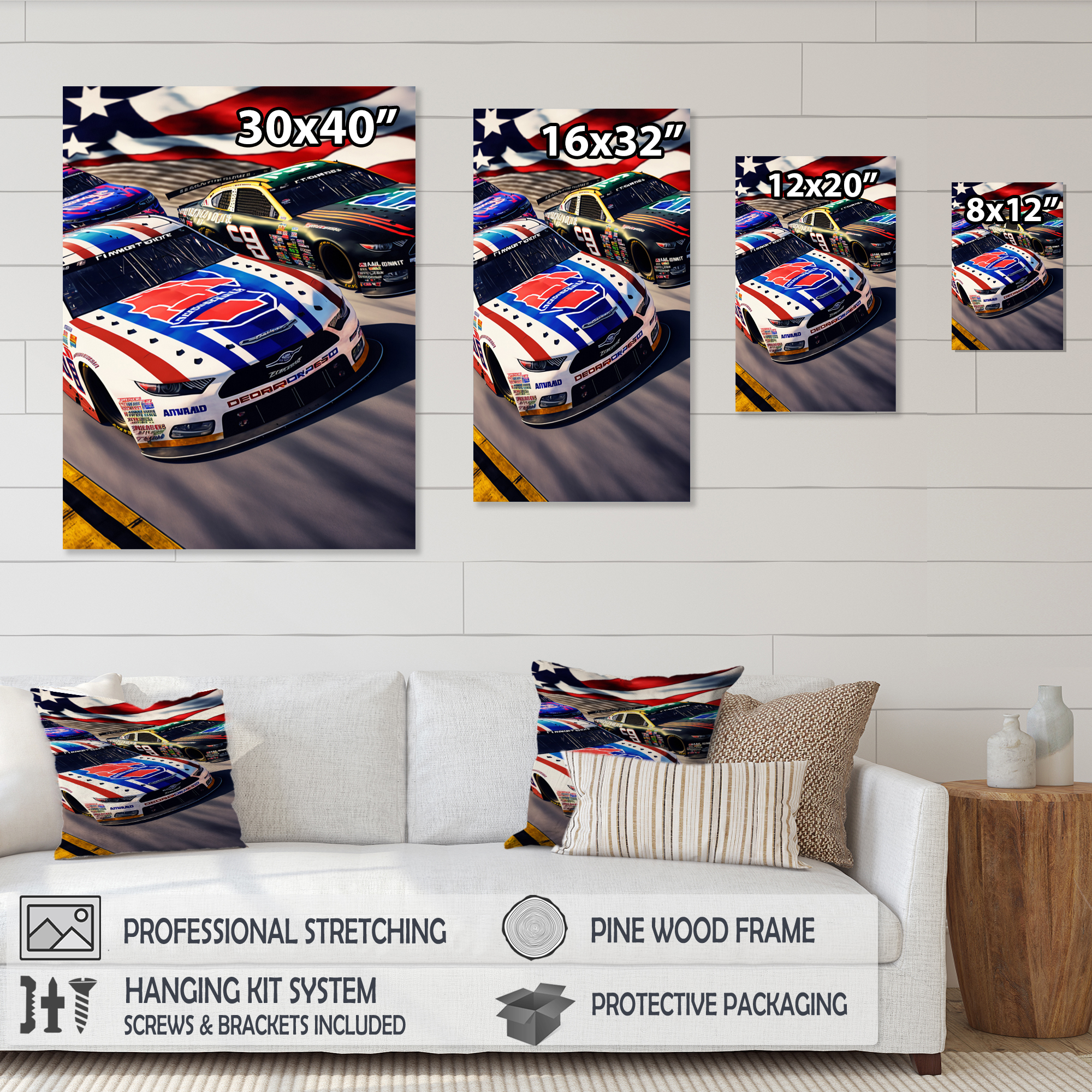Designart American Stock Car Racing II Canvas Wall Art