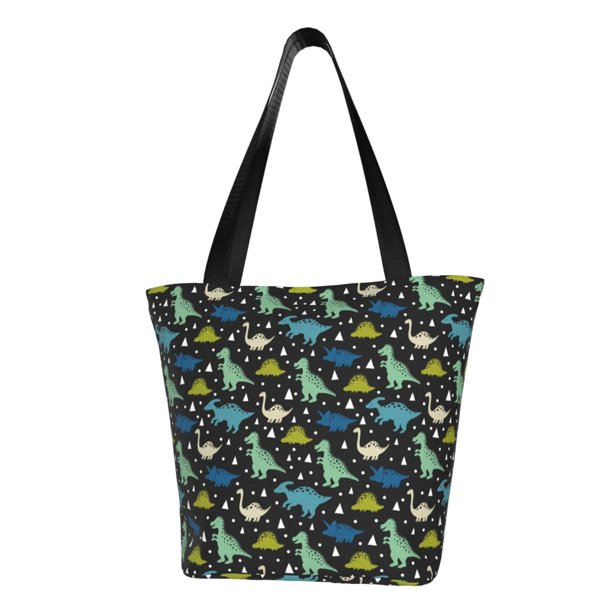 Fotbe Dinosaur Bolsa de Playa con Estampado, Bolsa de Hombro, Bolsa de Mano Espaciosa, Bolsa de Viaje Ligera, Bolsa de Compras Versátil