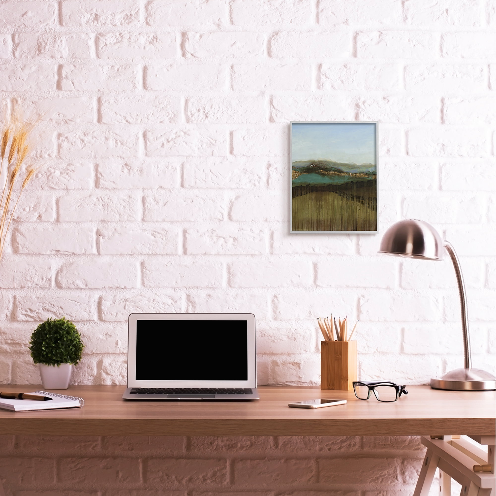 Stupell Industries Abstract Distant Mountain Range Landscape Blue Sky,11 x 14,Designed by Ruth Fromstein