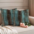 thumbnail image 2 of Teal Wood Grain Pillow Covers 2 Pack Farmhouse Board Pillowcase Waterproof Outdoor Throw Pillow Cover for Patio Garden Square Cushion 18”x18”, 2 of 9