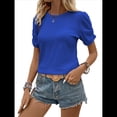 thumbnail image 2 of Camisetas Casuales de Corta para Mujer, Camisetas de Verano con Cuello Redondo, Blusas Holgadas, Blusas Azules XXL, 2 of 9