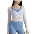 thumbnail image 2 of JDQJBZ Summer Womens Tops,Workout Tops For Women Solid Color Long Sleeve Crew Neck 2 In Spring Yoga Top Spring Summer Casual Tops For Women, 2 of 5
