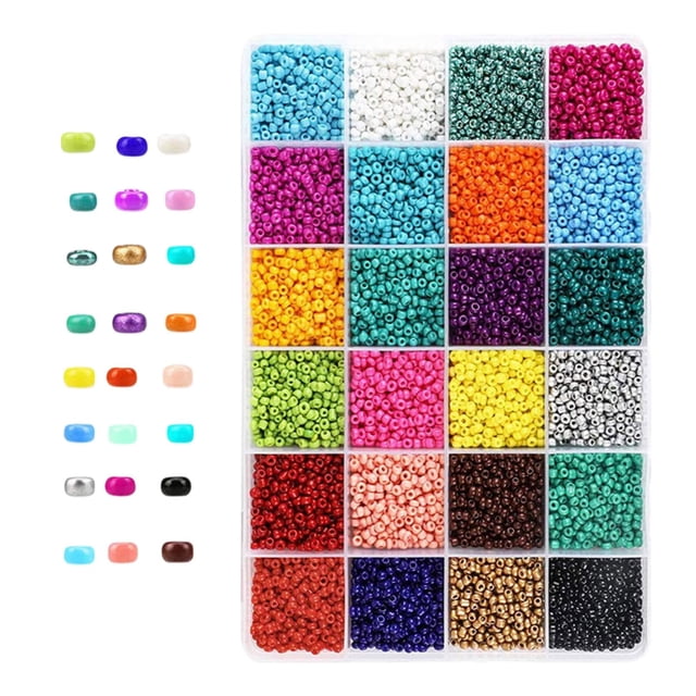jifeng 14400pcs Perles Rondes en Verre Lâches, Petites Perles Multicolores Perles Rondes d'Artisanat,