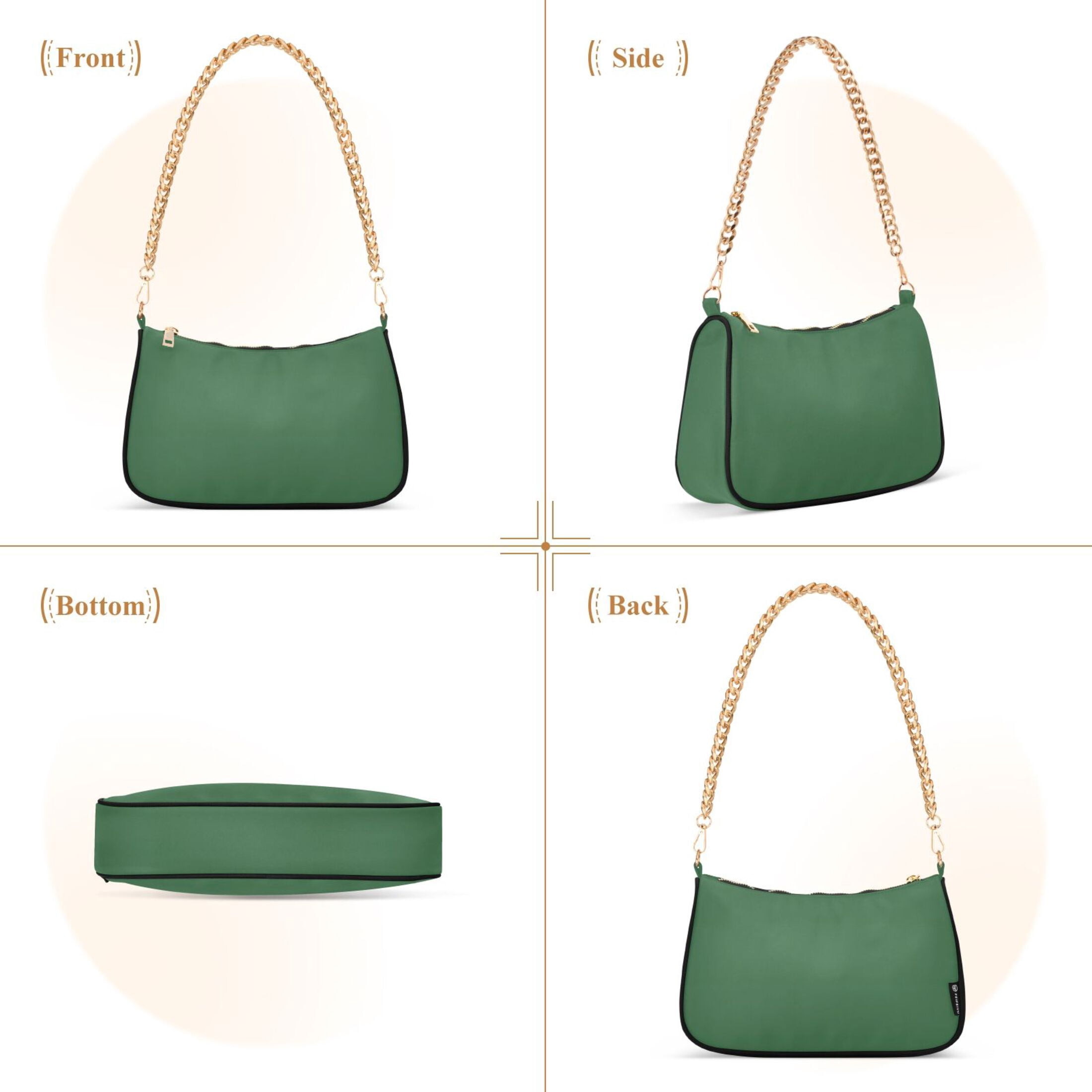 Ryvnso Army Green Womens Chain Shoulder Bag Tote Handbags Clutch Hobo Purse with Zipper for Travel