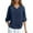 Navy, variant on Plus Size Linen Blend Mid Sleeve Embroidered V Neck Top for Summer 4x Short Sleeve Swing Tops for Women