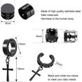 thumbnail image 3 of 10 Pairs Magnetic Stud Earrings for Men Stainless Steel Magnetic Earrings, Non-Piercing Cross Dangle Hoop Earrings Unisex Gauges Clip on Earring CZ Ma, 3 of 4