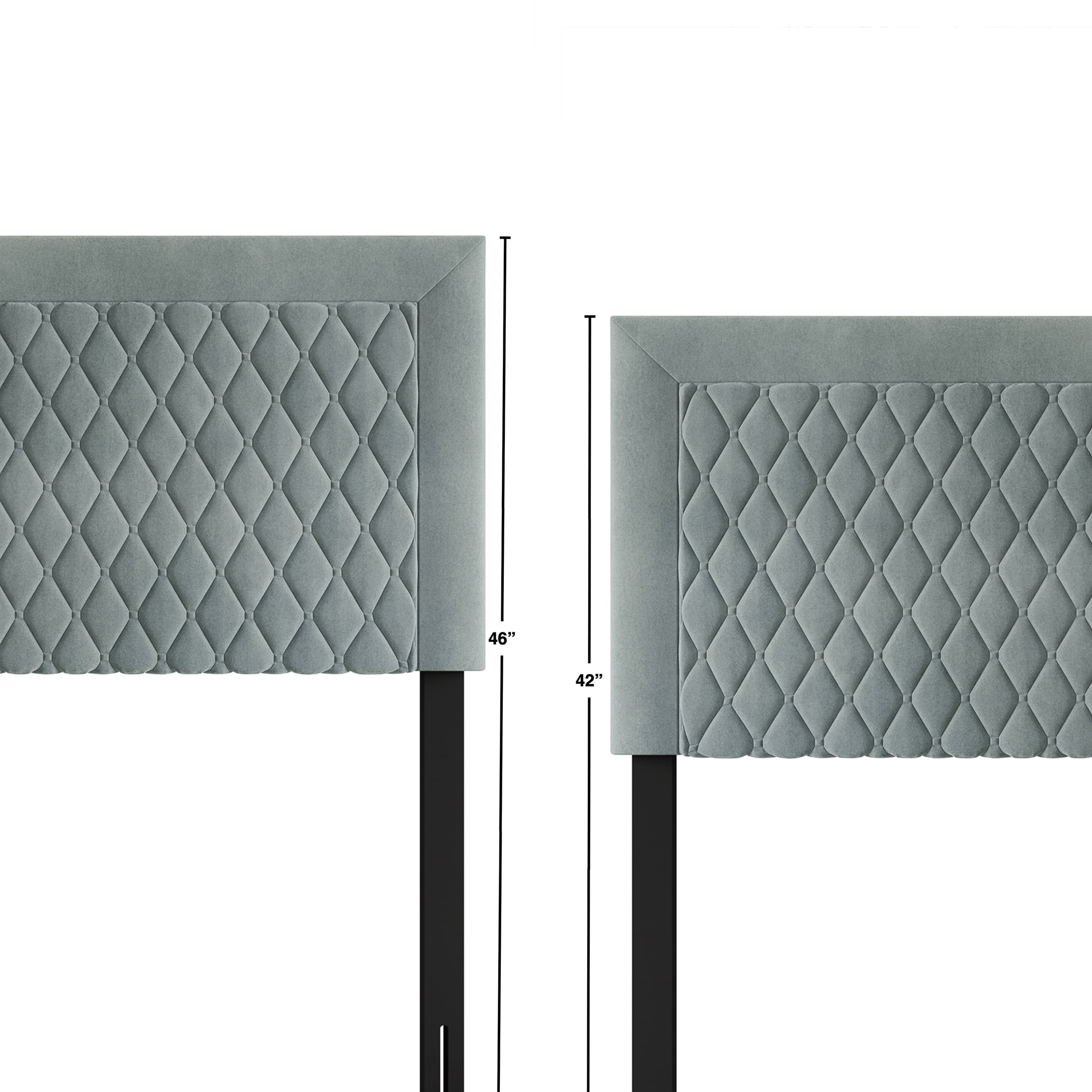 Castle Place Quilted Velvet Upholstered King Headboard, Light Blue