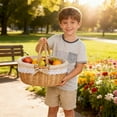thumbnail image 6 of Clearance Sale! Wicker Picnic Sundries Photography Props With Handle Storage For Wedding Holiday Gardening Hiking Food Storage Practical Home Decor 10.2" X 9.8" X 7.9", 6 of 6