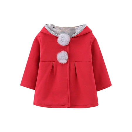 

Honeeladyy Girls Hooded Jacket Spring Autumn And Winter New Style Small And Medium-sized Children s Cute Rabbit Ears Trendy Style Red