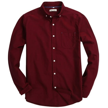 Suslo Couture Mens Slim Fit Oxford Long Sleeve Button Down