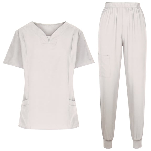Haivin Scrub Suit for Women with Pockets and Short Sleeve, Professional Nursing Uniform for Medical Work and Daily Use