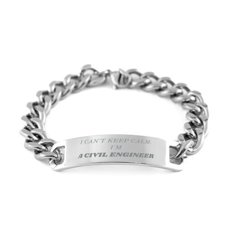 Civil Engineer Engraved Cuban Chain Stainless Steel Bracelet Perfect for Graduation and Birthday Gift Idea