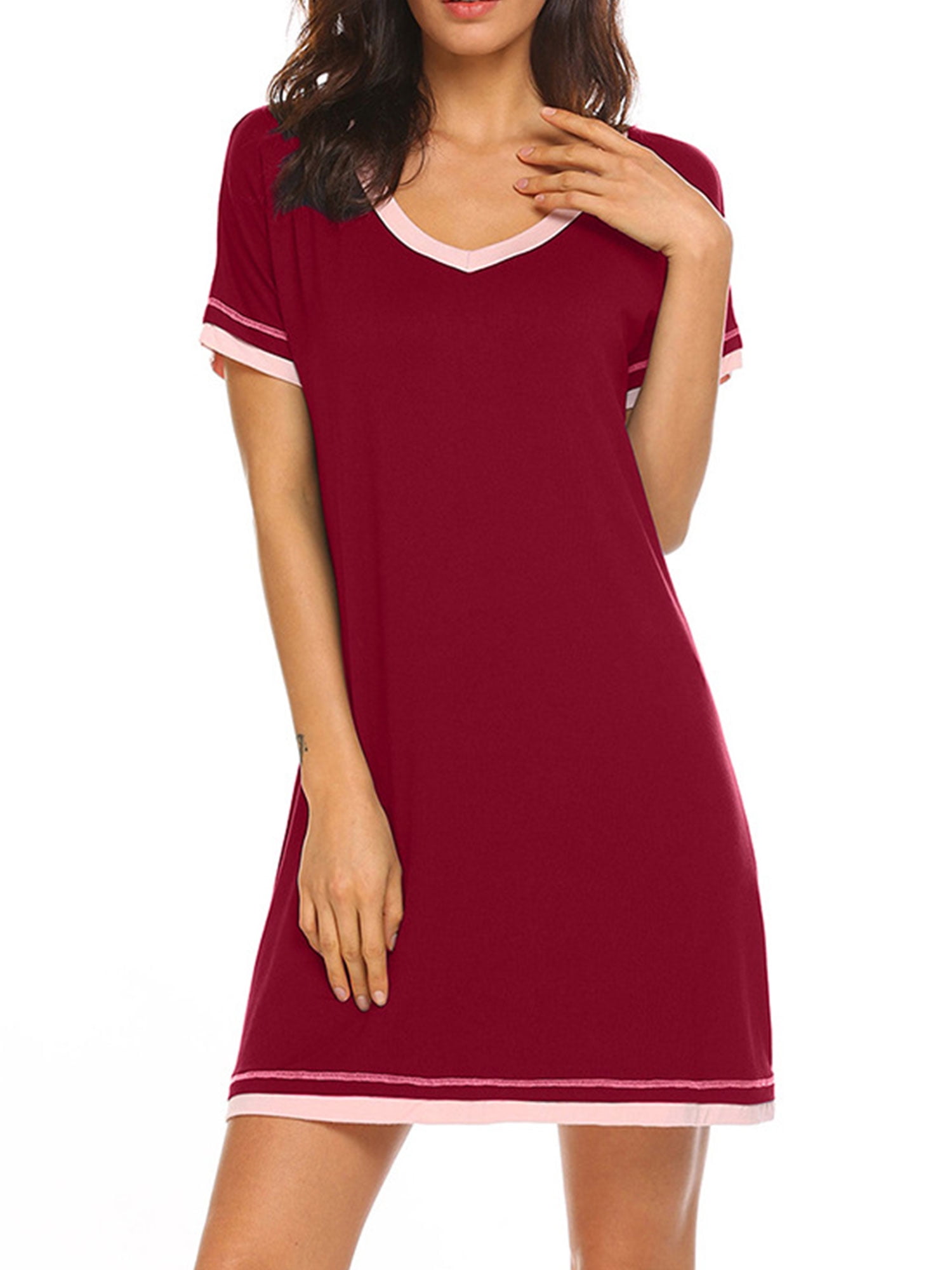 Nightgowns for women Sleepwear Comfy Soft Short Sleeve V-Neck Long Nightwear Summer Womens Nightgown 
