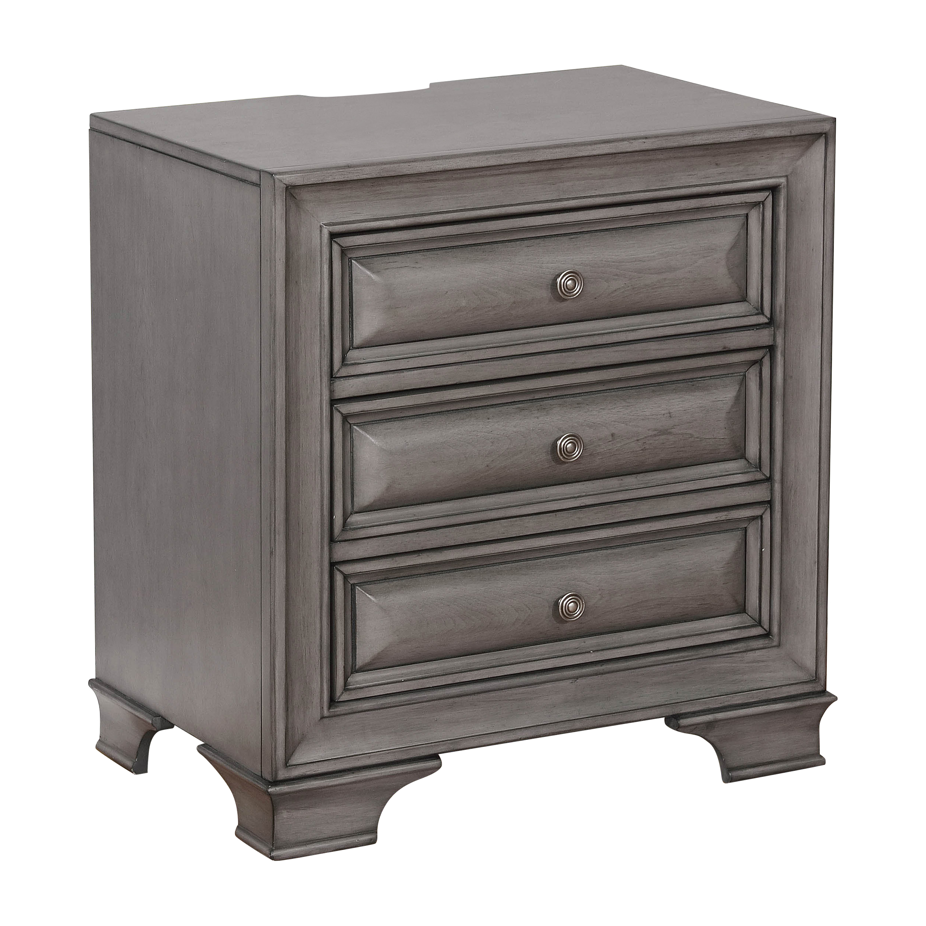 Furniture of America Damien Rustic Nightstand with 3-Drawer, Gray