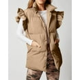 thumbnail image 4 of Winter Women's Button Down Puffer Vests Ruffle Sleeve Padded Gilet with Pockets, 4 of 6