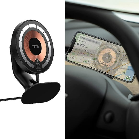 Magnet Magsafe Wireless Charger For Tesla 3/y Dashboard, 15w Fast Charging Car Phone Mount All Phones Compatible