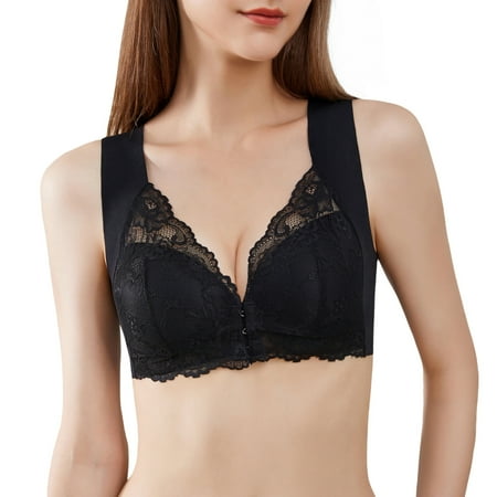 Spdoo Floral Lace Bralette for Women  Front Closure Wireless Bra Lingerie Unlined Everyday Wear Size 32-50 Fits for A to D Cup