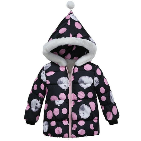 

HBYJLZYG Hoodies Cardigans Zipper Padded Jacket Coat Newborn Infant Baby Boys Girls Printed Polka Thick Hooded Winter Coat