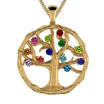 Nana Tree of Life Birthstone Mothers Necklace for Women W/1-12 Stone - Yellow Gold Plated Stone 4