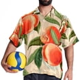 thumbnail image 4 of Peach Men's Short Sleeve Spread Collar Tops, Casual Button Down Shirts, Printed Summer Beach Shirts, Unisex, 4 of 6