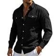 thumbnail image 3 of Vetsdori Mens Pocket T-Shirts Long Sleeve Summer Cotton Button Down Casual Trendy Outdoor Collar Tops for Men Linen, 3 of 8