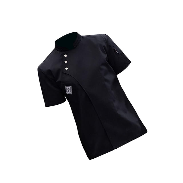 Hi,Fancy Chef Jacket Short Sleeve Cooking Clothes Simple Chef Coat for Restaurant Black XL
