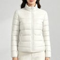 thumbnail image 2 of Smsaxvxz Women's Puffer Jacket Casual Quilted Packable Lightweight Zip Up Coats Long Sleeve Windproof Winter Warm Outerwear White L, 2 of 6