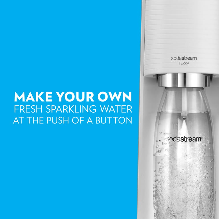 SodaStream Terra Sparkling Water Maker (White) Bundle with CO2, 2 Bottles  and 2 bubly Drop 