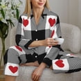 thumbnail image 4 of Goofa Heart Black Buffalo Plaid Gingham Printed Women’s 2 Piece Pajama Set Super,Pajamas Women's Long Sleeve Sleepwear Soft Button Down Loungewear Pjs Lounge Set Nightwear-Medium, 4 of 9