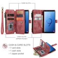 thumbnail image 2 of JTCASES for Samsung Galaxy S9 Wallet Case with Zipper Purse Card Holders Flip Stand Wrist Strap Magnetic Closure PU Leather Anti-scratch Support Wireless Charging Drop Resistant Shell, Red, 2 of 10