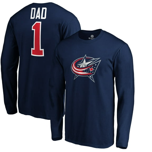 Men's Navy Columbus Blue Jackets #1 Dad Long Sleeve T-Shirt