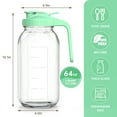thumbnail image 3 of GPED Glass Mason Jar Pitcher with Pour Spout Lid, 64 oz(2 Quart) Leak-proof Wide Mouth Jugs with Handle and Flip Cap for Cold Brew Coffee, Breast Milk Storage, Water, Green(1 Pack), 3 of 7