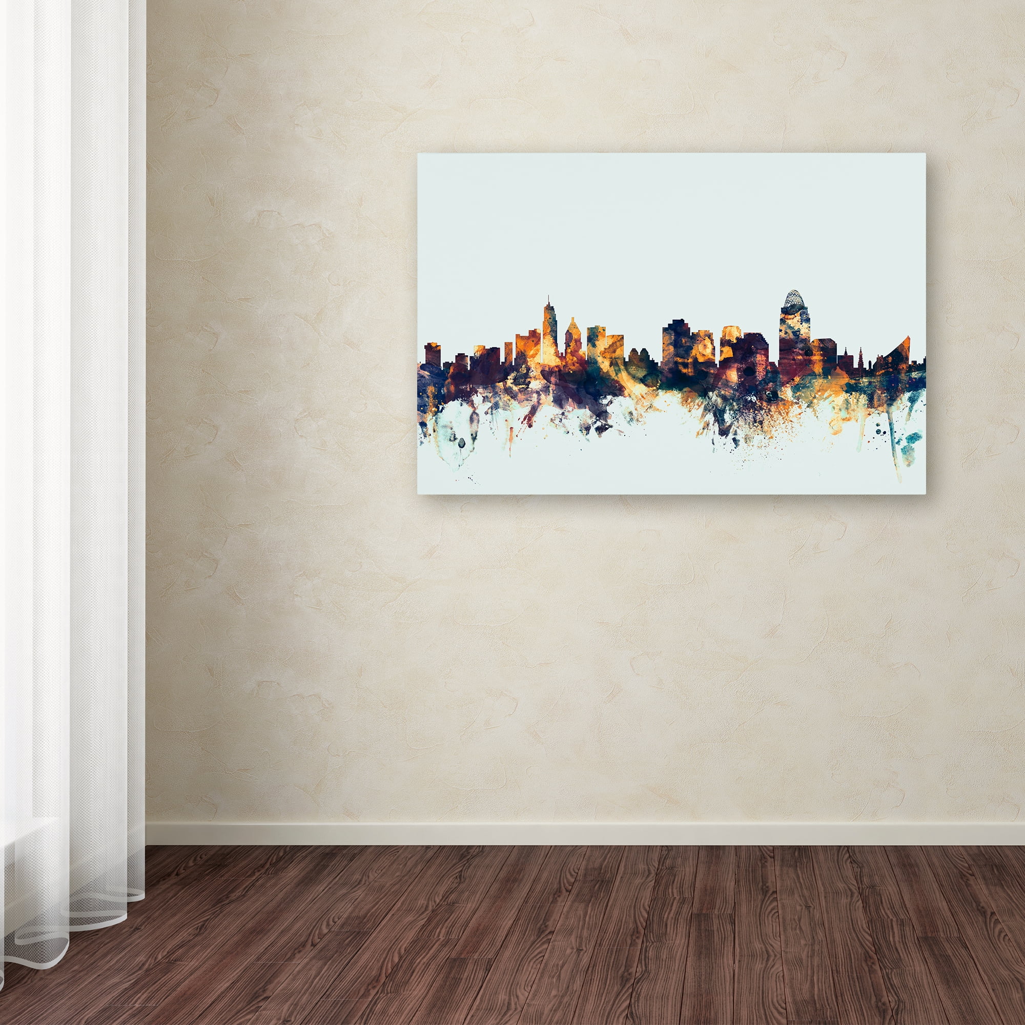 Michael Tompsett 'Cincinnati Ohio Skyline Blue' Canvas Art