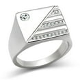 thumbnail image 1 of Men High Polished Stainless Steel Ring with Top Grade Crystal in Clear - Size 11, 1 of 1