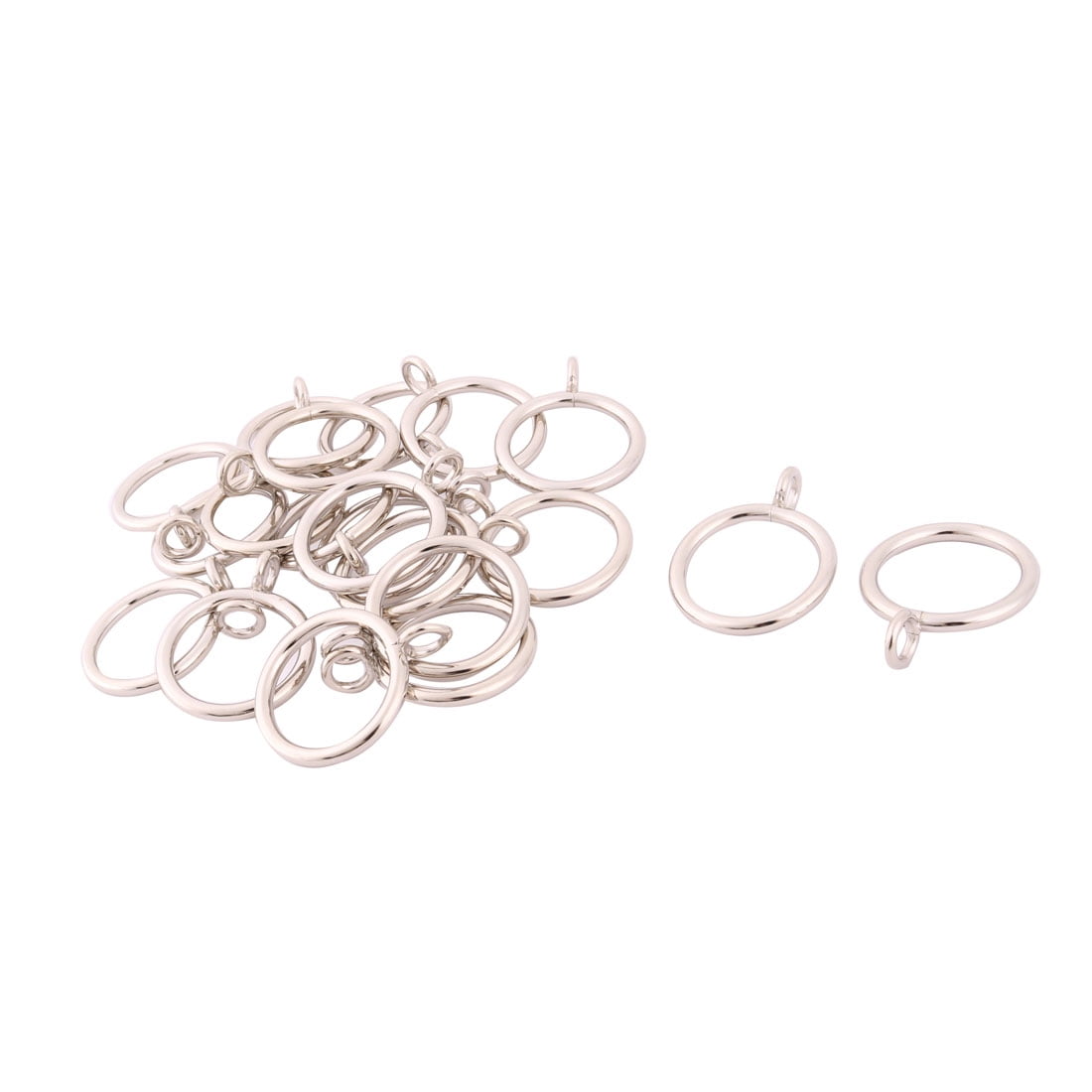Metal Drapes Curtain Clip Ring Hanging Hooks Silver Tone 1" Inner Dia 24 Sets 