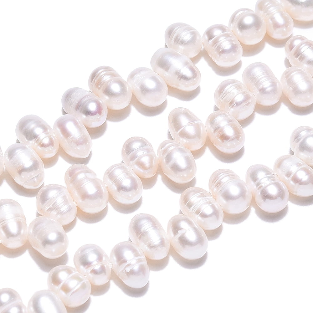 Natural Cultured Freshwater Pearl Beads Strands Potato Top Drilled Creamy White 5~5.5x5~5.5mm Hole: 0.8mm 76~77pcs/strand 14.17 inch(36cm)