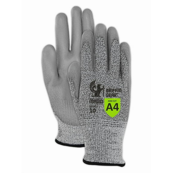 MAGID Griffin Gear ANSI A4 Polyurethane Coated Work Gloves , 12 Pairs, Size 9/Large, GPD452