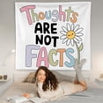 thumbnail image 3 of Floral Mental Health Tapestry Wall Hanging, Therapist Office Decor, Floral Thoughts Are Not Facts Mental Health Wall Blanket Decor for Home Therapy Office Classroom, 50x60 Inch, 3 of 6