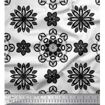 Soimoi Crepe Silk Fabric Mandala Ethnic Printed Fabric 1 Yard 42 Inch Wide