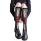 thumbnail image 1 of Calcetines hasta la rodilla de malla de rejilla gótica de Lolita para mujer, medias hasta la pantorrilla con lazo de terciopelo con tiras caladas y ribete de volantes dulces, 1 of 5