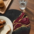 thumbnail image 3 of Red Marble Round 13 Inch Placemats Set of 6, Gold Abstract Vintage Modern Ombre Art HeatResistant Non Slip Place Mats for Dining Table, Wipeable Braided Kitchen Table Mats for Housewarming, 3 of 9