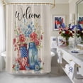 thumbnail image 4 of Independence Day Shower Curtain, 36" x 72", Welcome Flowers Butterfly Linen Texture Waterproof Bathroom Curtain Washable Shower Curtain Set with 12 Hooks, 4 of 9