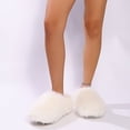 thumbnail image 4 of Women Casual Winter Faux Shearling Mule Slippers, Thick Sole Cozy Indoor Outdoor Shoes, Soft Warm Cloud-Like Comfort Footwear for Relaxed Everyday Wear White D, 4 of 5