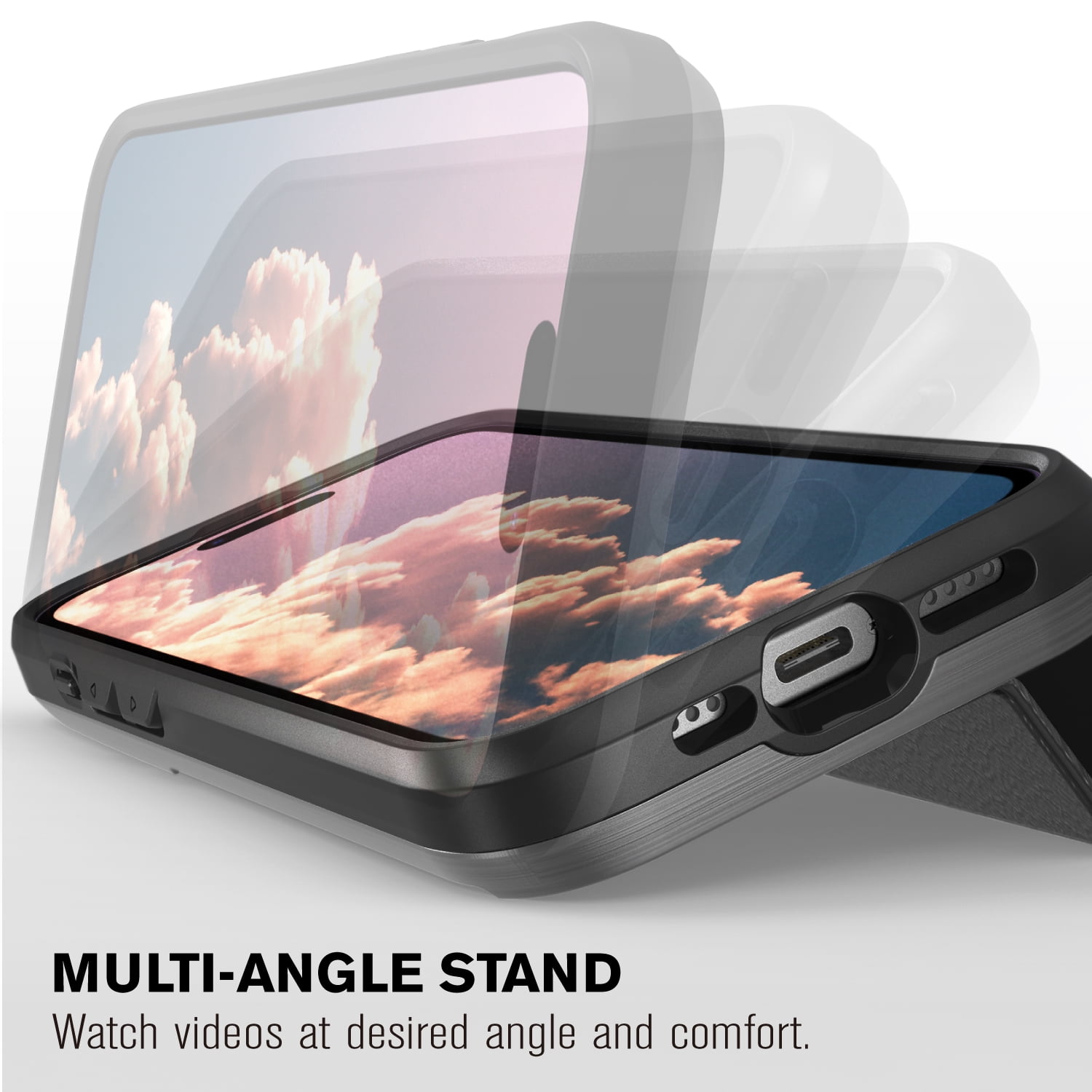 VENA vCommute Wallet Case Compatible with Apple iPhone 15 Pro (6.1"), (Military Grade Drop Protection) Flip Leather Cover Card Slot Holder with Kickstand - Space Gray / Black
