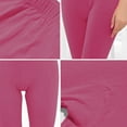 thumbnail image 3 of Solid Color Basic Leggings for Women Fitted Casual Mid Waist Stretchy Yoga Leggings 2023 Fashion(Hot Pink,XL), 3 of 3