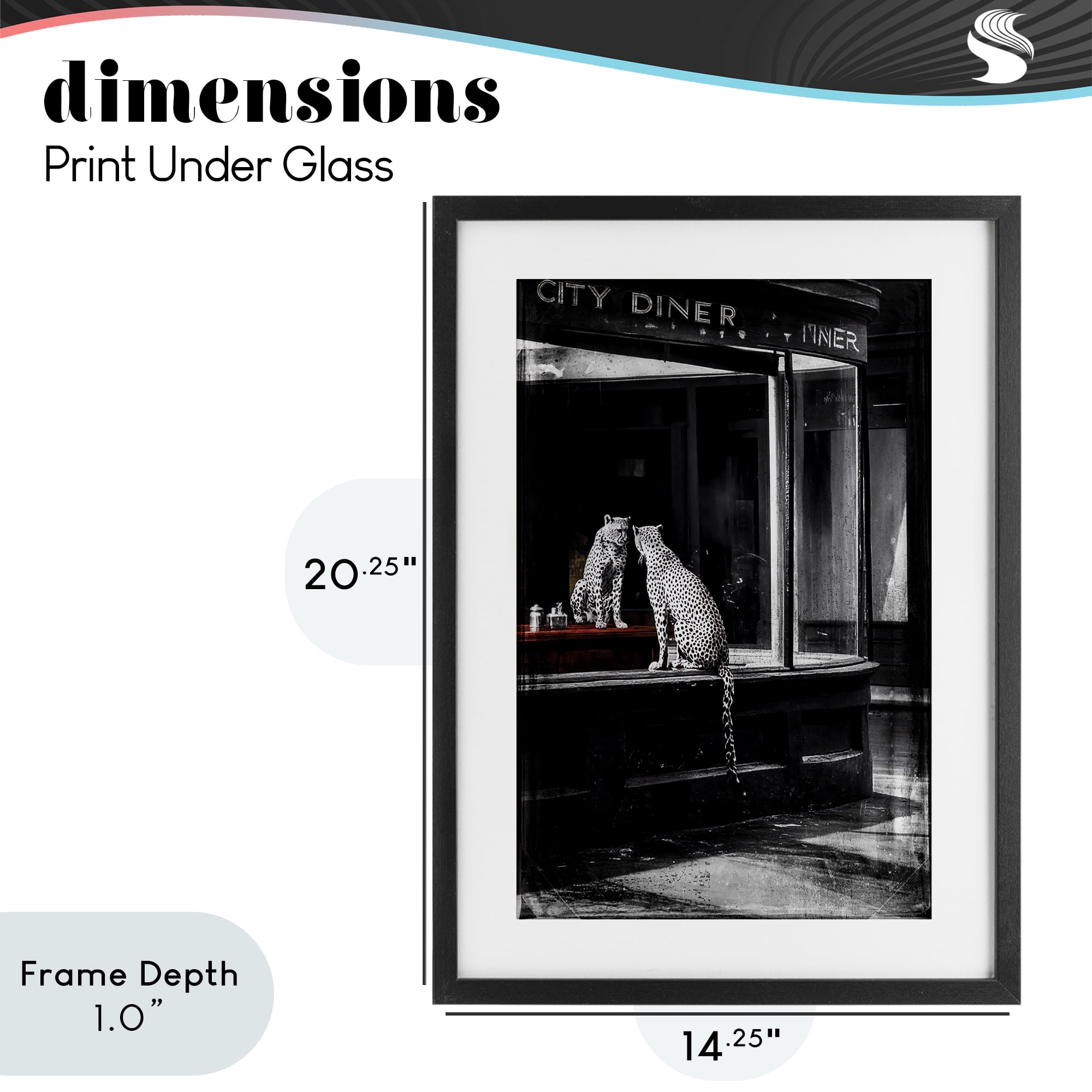 Stupell Industries Diner Noir Leopard Reflection Black Framed Print Under Glass, design by Annabelle Hall