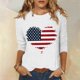 thumbnail image 2 of Blusas para las Mujeres Casual 3/4 Manga Cuello Redondo Impreso Suelto Superior, Mujer 3/4 Manga Tops Y Blusas, 2 of 4